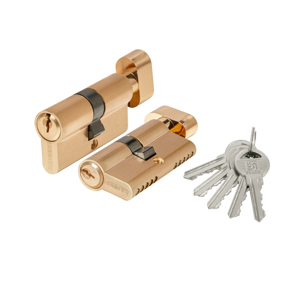 Фото Цилиндровый механизм 1000ZM Knob60(25+10+25) SSG сатинированное золото 5Key с вертушкой