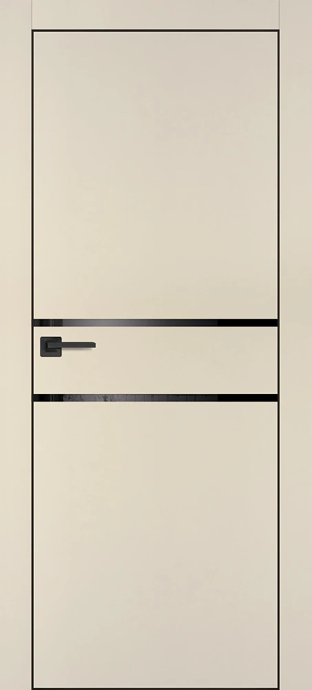 Фото Межкомнатная дверь PX-18 черная кромка с 4-х ст. Бежевый матовый