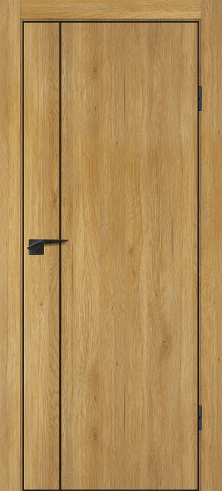 Фото Межкомнатная дверь P-21  черный молдинг PET,  кромка ABS черная c 4-х ст. Дуб золотистый